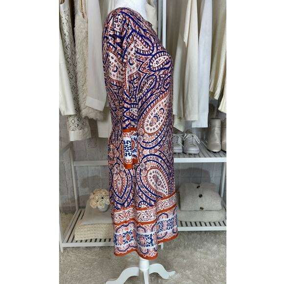 Suite 7 Women's Size 8 Navy & Orange Paisley Print Sheath Dress #0500 - Picture 3 of 10